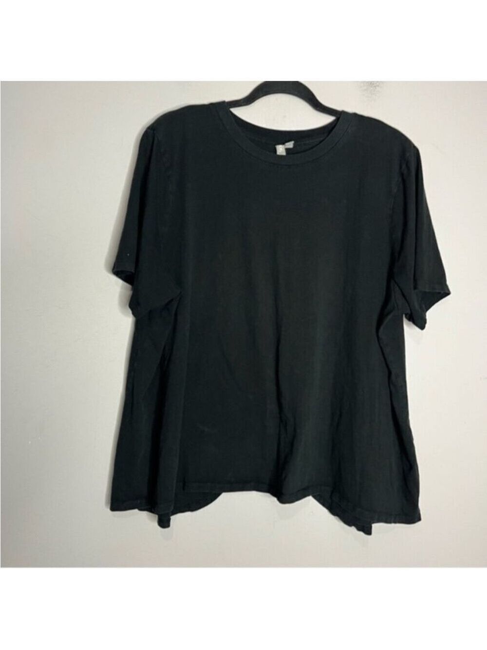 ASOS Short Sleeve Black Cotton Tee Shirt with Split Open Back, size 16